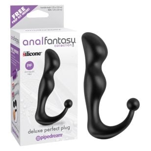 Perfect Plug deluxe anal dildo in black color with a thin tip for easier entry.