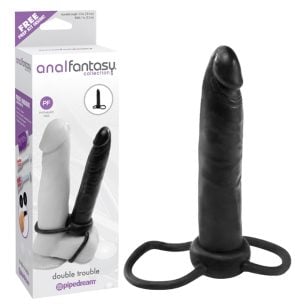 Trouble double anal dildo with strap (penetration strap) lets you experience the thrill of double penetration