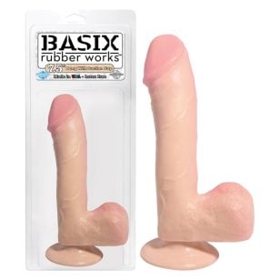 Ideal for beginners and experts alike, the Basix Rubber Works 7.5" dildo with testicles.