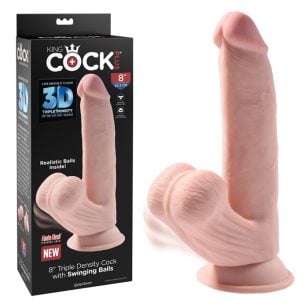 Le dildo réaliste King Cock Plus de 8 pouces avec testicules vibrantes et ventouse