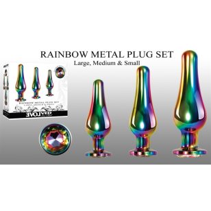 Ensemble dildo anal Rainbow en métal avec trois dimension 