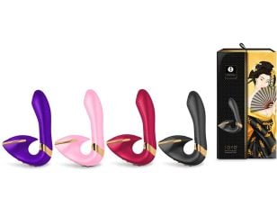 The Soyo vibrator from Shunga with 2 powerful motors with independent controls, designed for better clitoral and vaginal stimulation simultaneously.