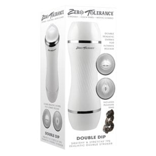 Double Dip Masturbator. Double Dip masturbator with realistic vagina and mouth entries. Drain sleeve fully removable for cleaning.