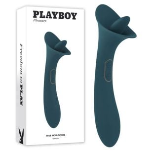 Vibrateur double Playboy True Indulgence avec langue et extrémité vibrante.