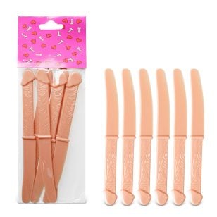 This is a pack of 6 unique sexy penis shaped knives.