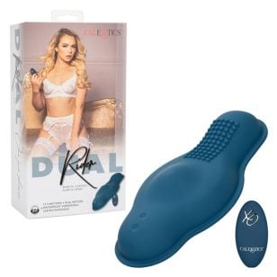 Dual Rider rechargeable silicone clitoris stimulator with remote control.