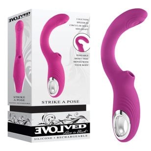 The Strike A Pose double action vibrator in rechargeable silicone with 2 powerful motors