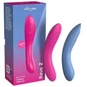 We-Vibe Rave 2 rechargeable available in two colors (blue and fuchsia).