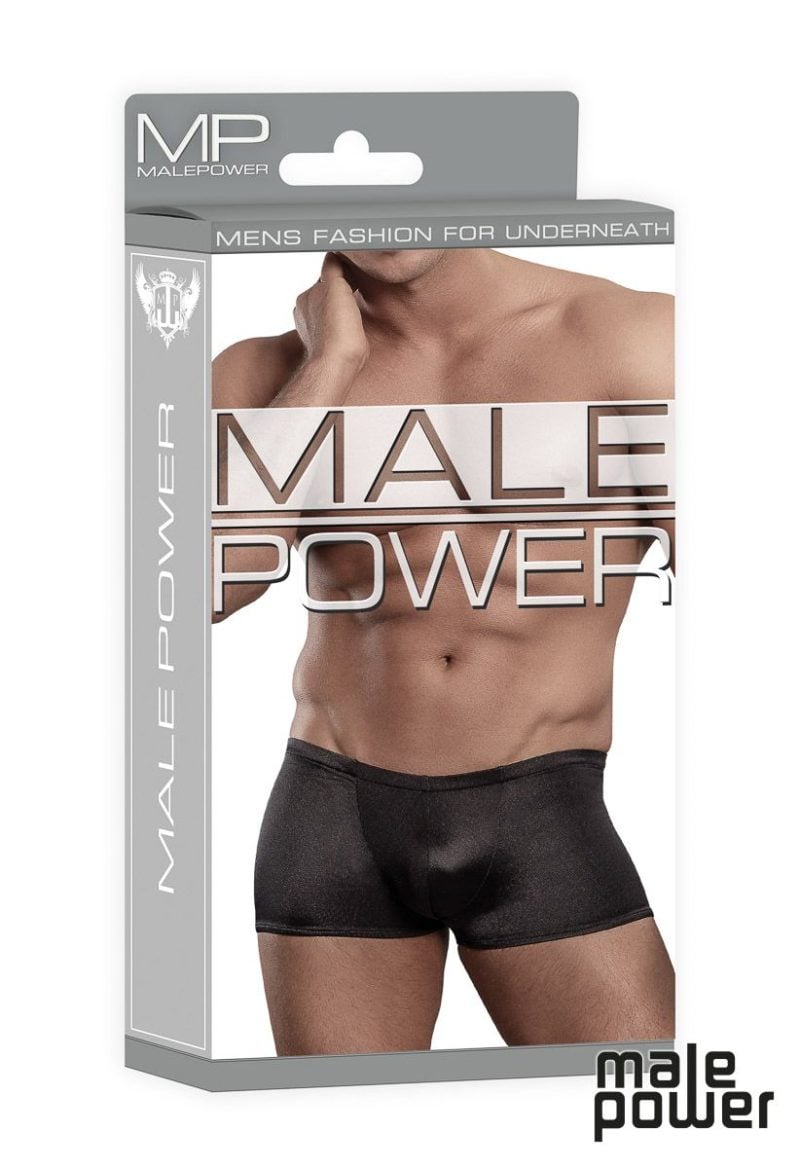 Stretchy silky satin mini shorts from Male Power.