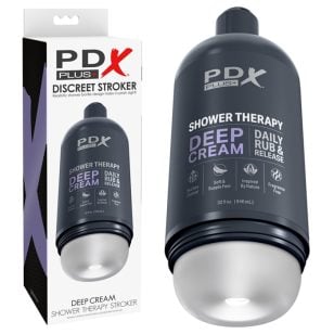 The frosted PDX Plus Shower Therapy masturbator to discover intense pleasures.