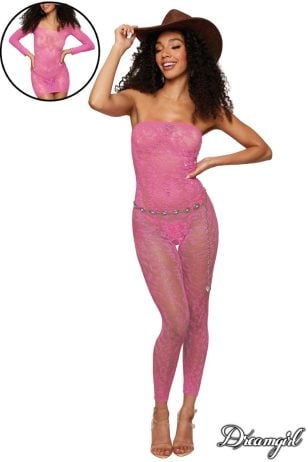 Versatile Bodystocking in Pink Leopard Mesh from Dreamgirl.