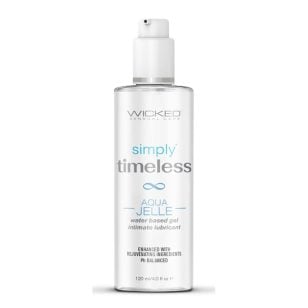 Simply Timeless luxuriously thick jelly water lubricant with extra hold to hydrate and protect.