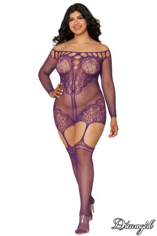 Plus Size Eggplant Suspender Dress from Dreamgirl.
