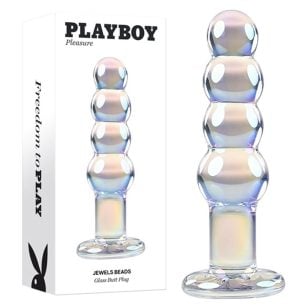Jewels Beads anal dildo in unbreakable glass with beaded shaft.