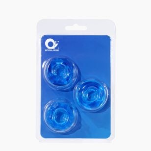 Set of ultra-elastic blue penis rings to prolong the Pleasure.