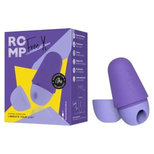 ROMP Free X is a travel-ready clitoral stimulator featuring Pleasure Air technology.