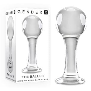 Discover a new dimension of pleasure with The Baller glass dildo.