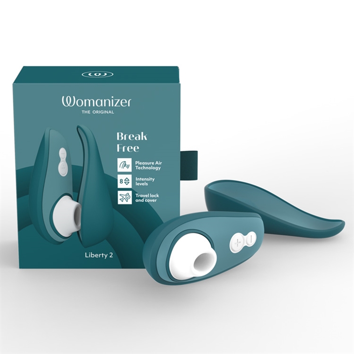 Le Womanizer Liberty 2 offre six niveaux d’intensité, un design ergonomique et une technologie de stimulation par ondes d’air sans contact.