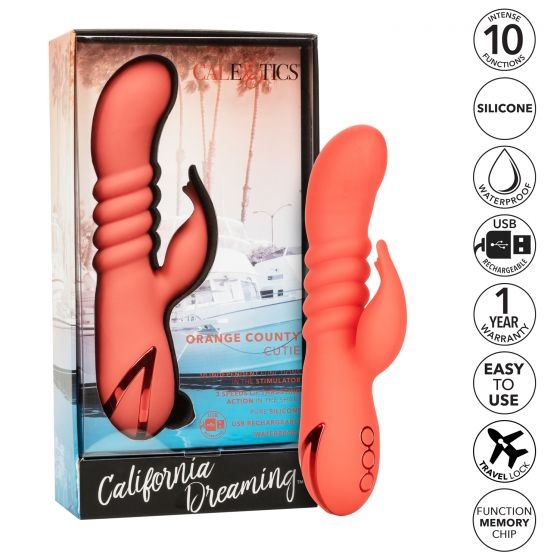 Le Vibrateur lapin Orange County Cutie a été pensé pour stimuler simultanément le point G et le clitoris.