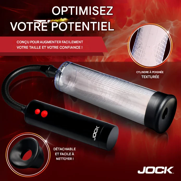 La pompe à pénis automatique rechargeable Power Up intègre un bouton de décompression rapide.