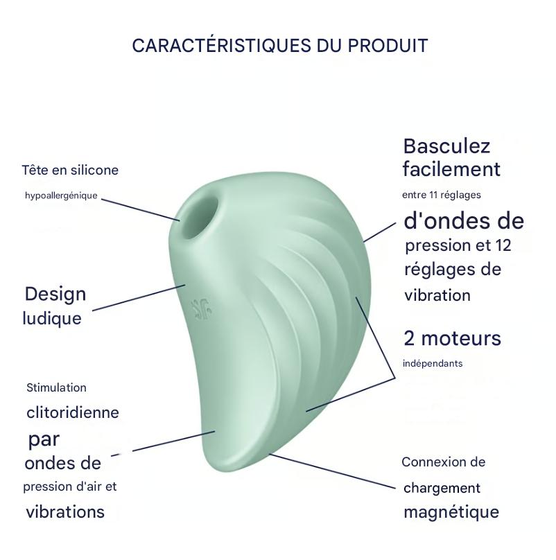 The Pearl Diver mint stimulates the clitoris without direct contact thanks to its air pulses.