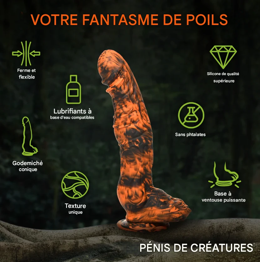 Le Dildo Sabretooth Creature Cocks séduit par son corps épais, incurvé et richement texturé.