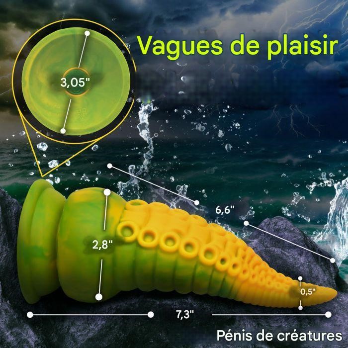 Le dildo monstrueux tentaculaire propose une combinaison de textures soigneusement étudiée.