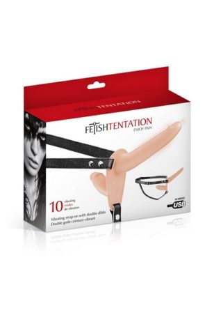 Harnais avec dildo double vibrant Tentation