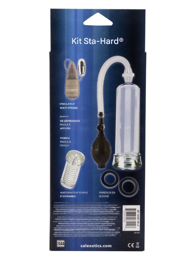 Kit complet : pompe pénienne manuelle + anneau pénien + masturbateur + oeuf vibrant.
