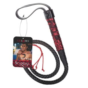 Fouet Scandal Bull – accessoire BDSM rouge et noir pour adultes expérimentés.