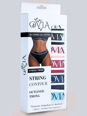 OVIA Women’s Outline Thong Box of 6