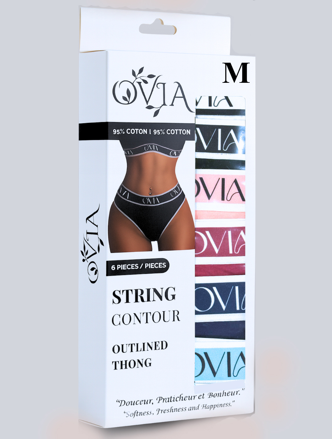 Made from 95% cotton and 5% elastane, OVIA Contour String panties ensure great breathability.