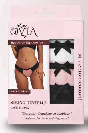 String en dentelle et coton boîte de 3