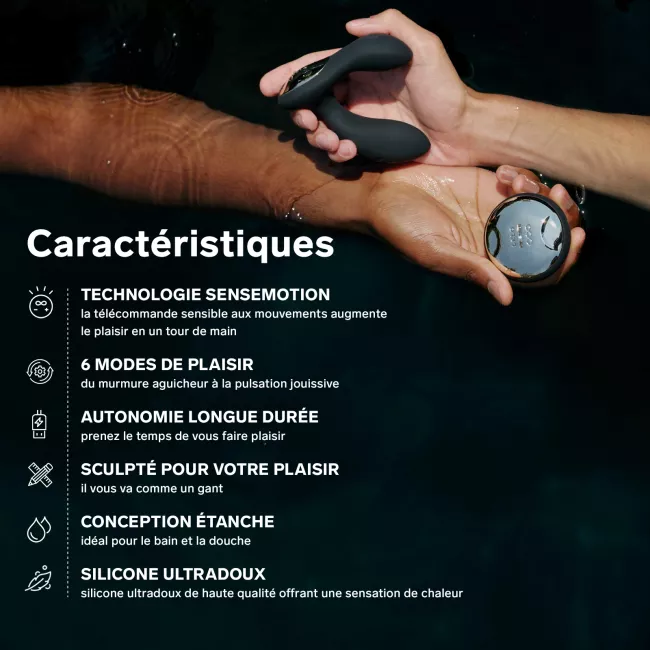 HUGO black prostate stimulator features.