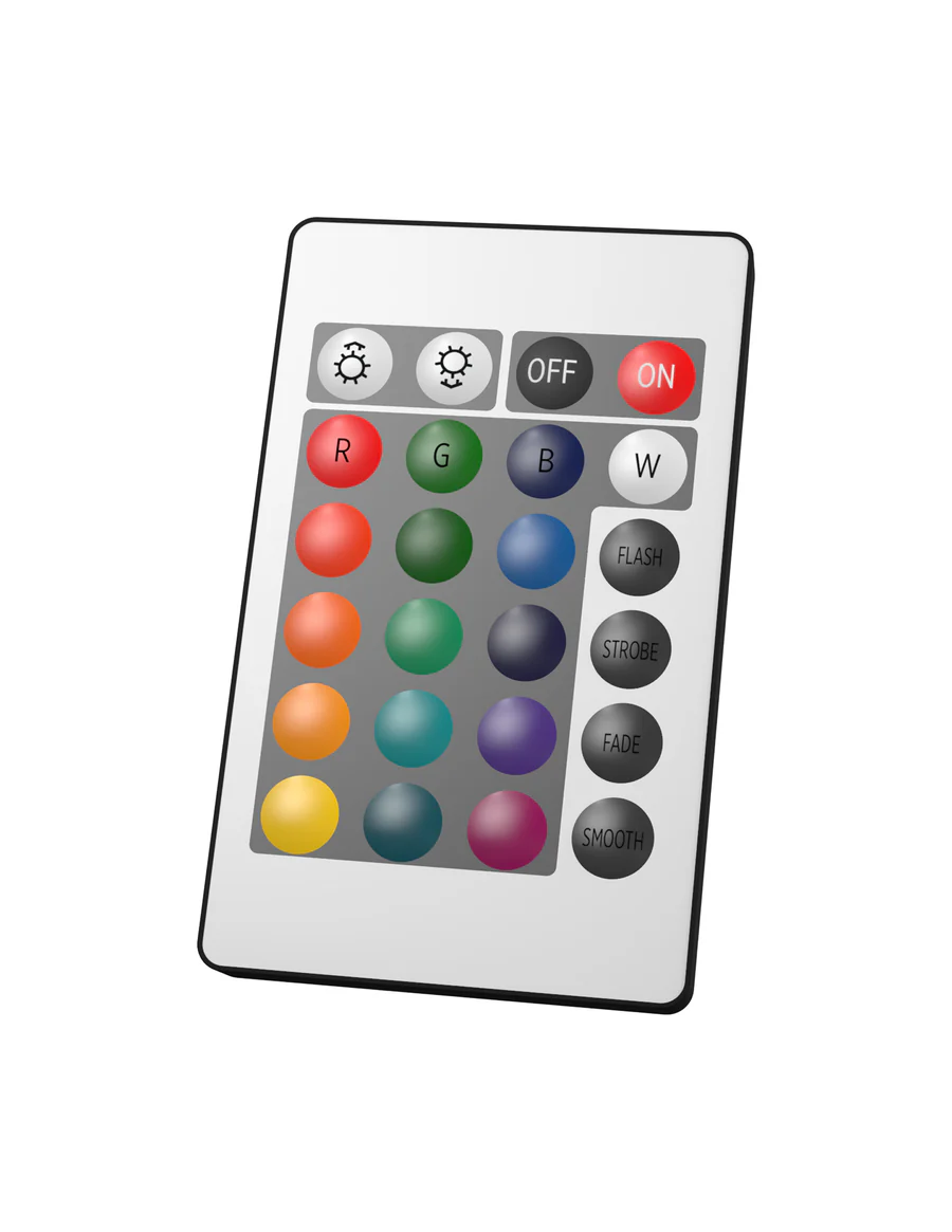 The lighting can be controlled remotely using an included remote control.
