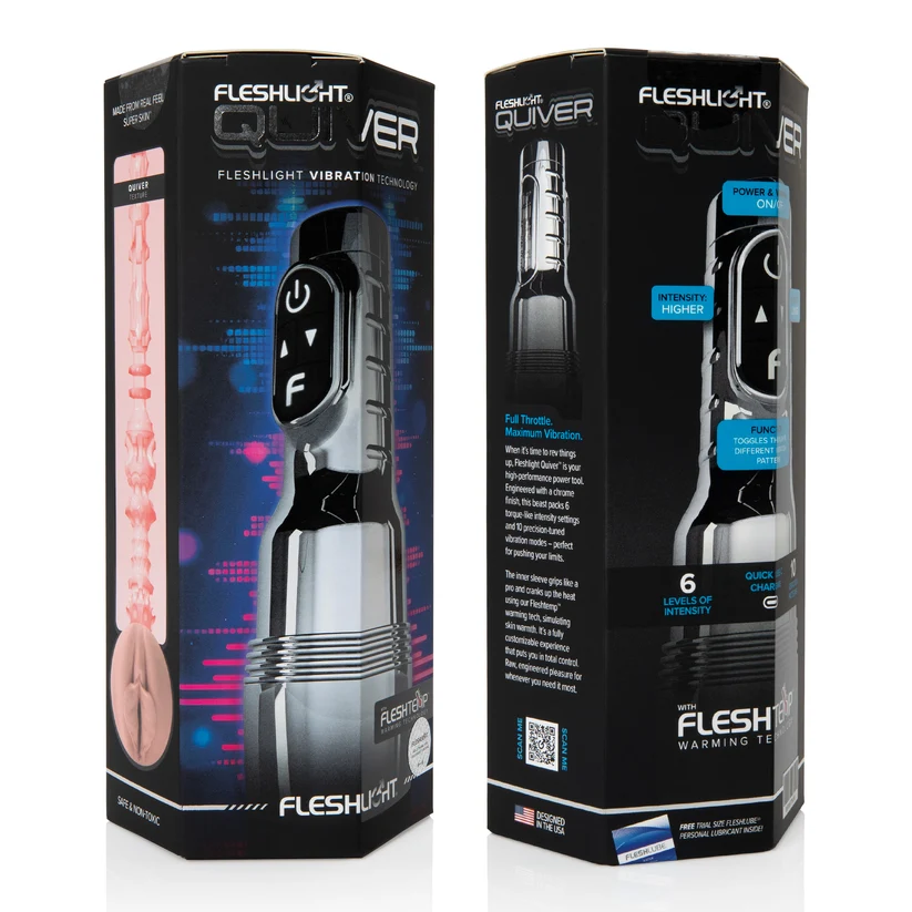 Masturbateur vibrant Fleshlight Quiver – vibrations personnalisables, chaleur intégrée et sensation réaliste.