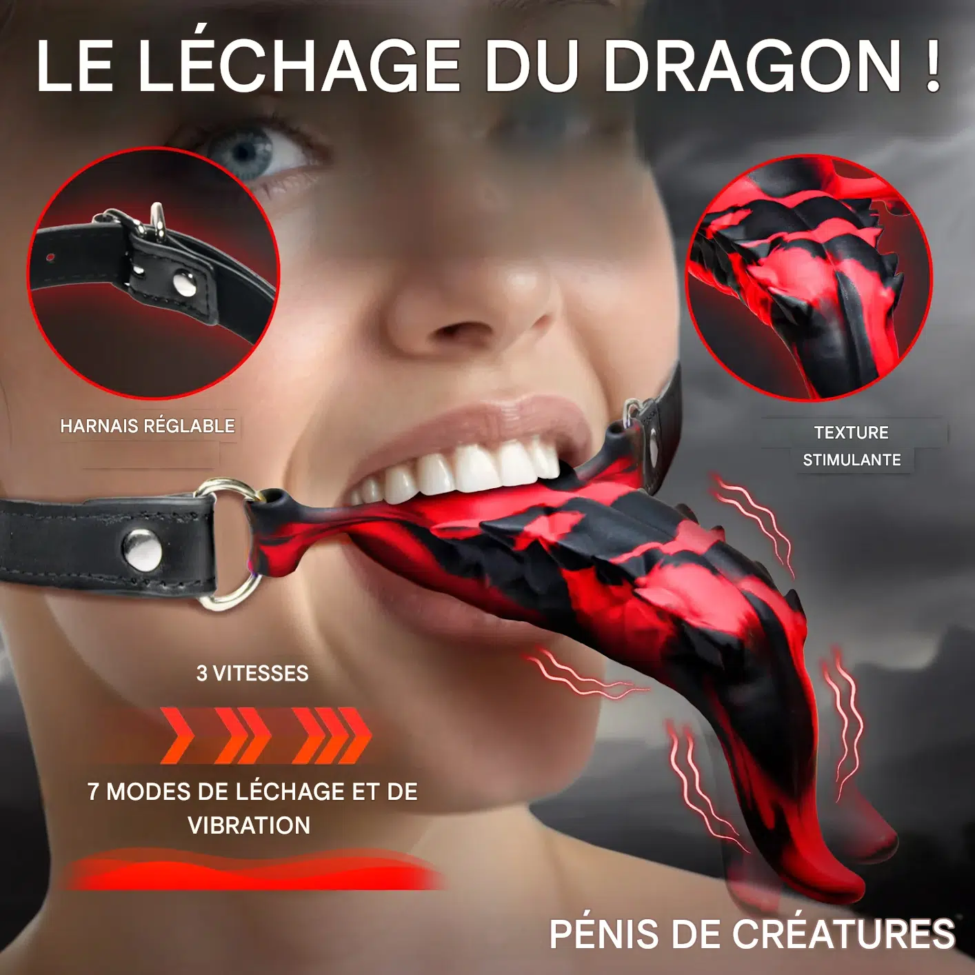 Vibromasseur oral langue de démon de Creature Cocks