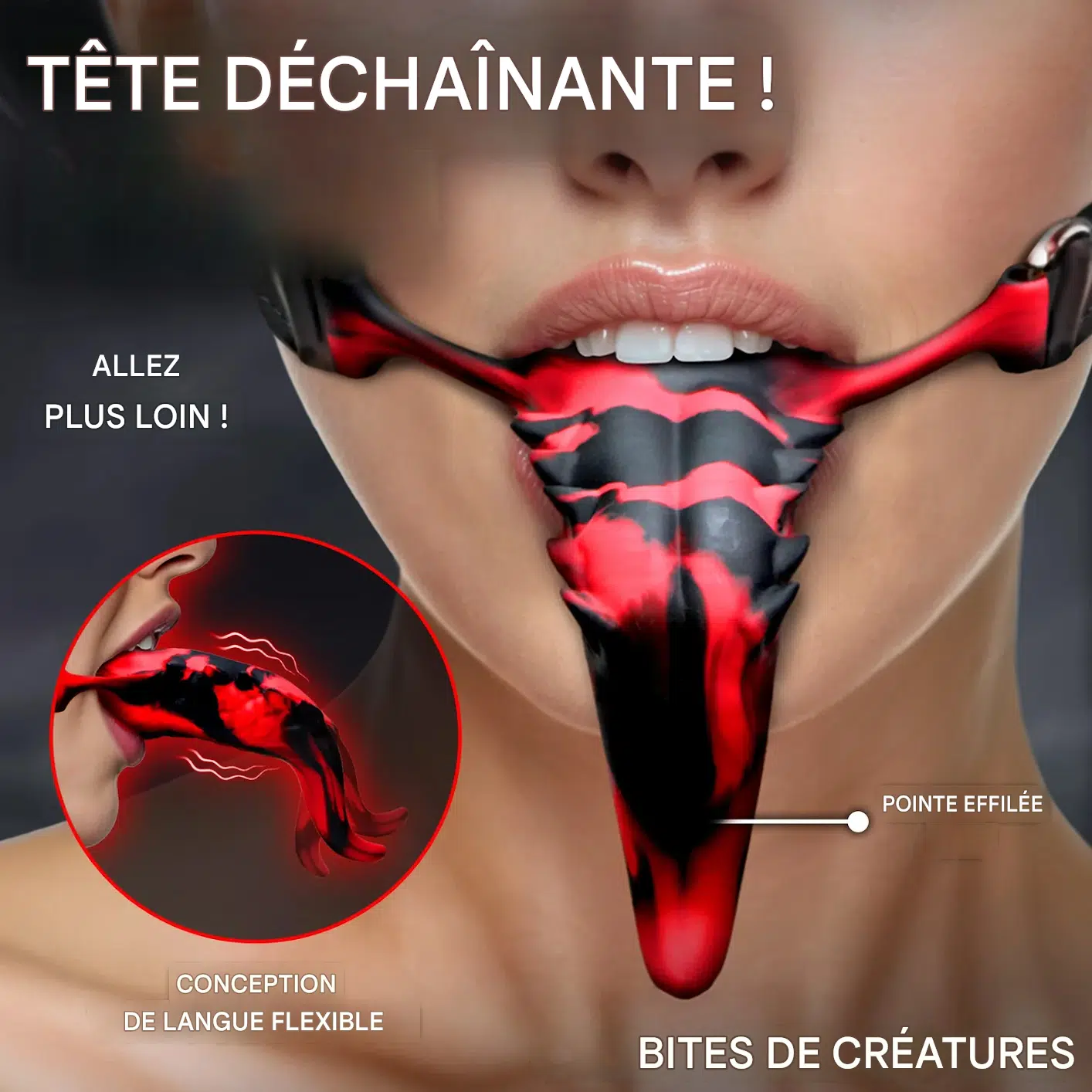Une fois activée, la langue de démon propose 10 modes de léchage et 10 modes de vibration.