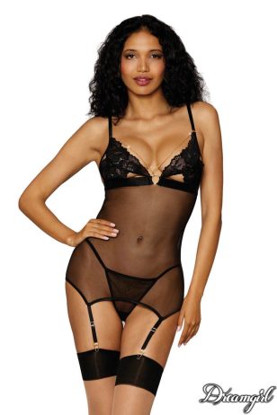 Black Sheer Mesh Bustier
