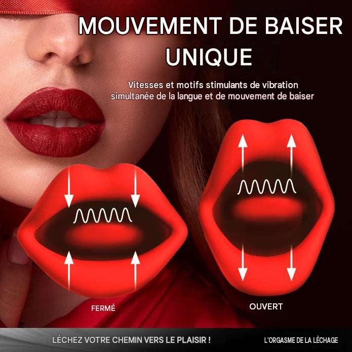 La partie externe utilise des lèvres et une petite langue pour reproduire une sensation de baisers et de léchage.