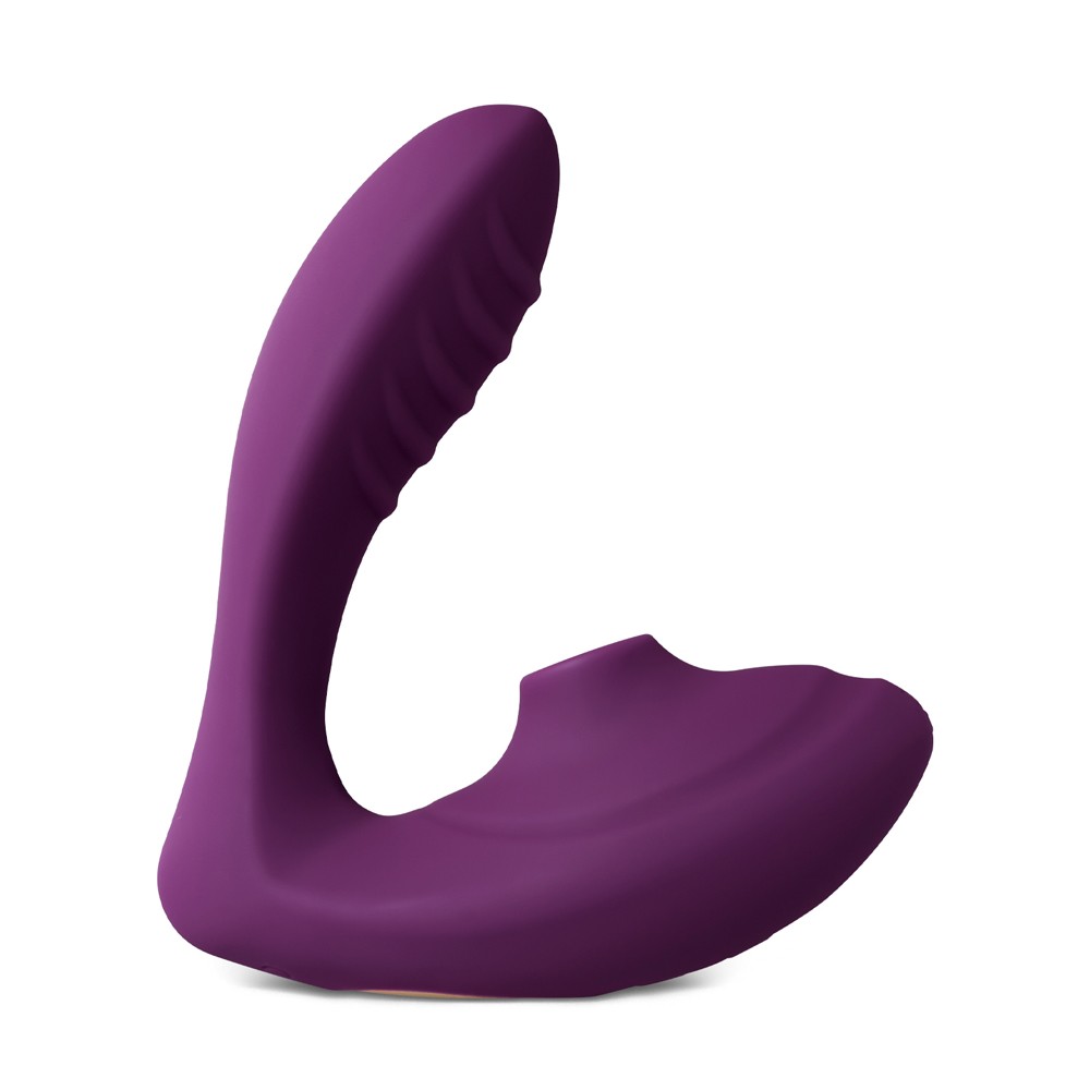 Purple 2-in-1 clitoral stimulator – suction, vibration, and G-spot stimulation.