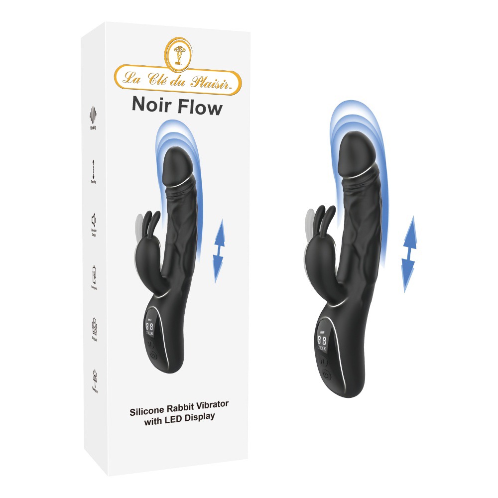 Noir Flow Rabbit Vibrator – 9 Vibration Modes, 9 Thrusting Modes, and Built-In Display.