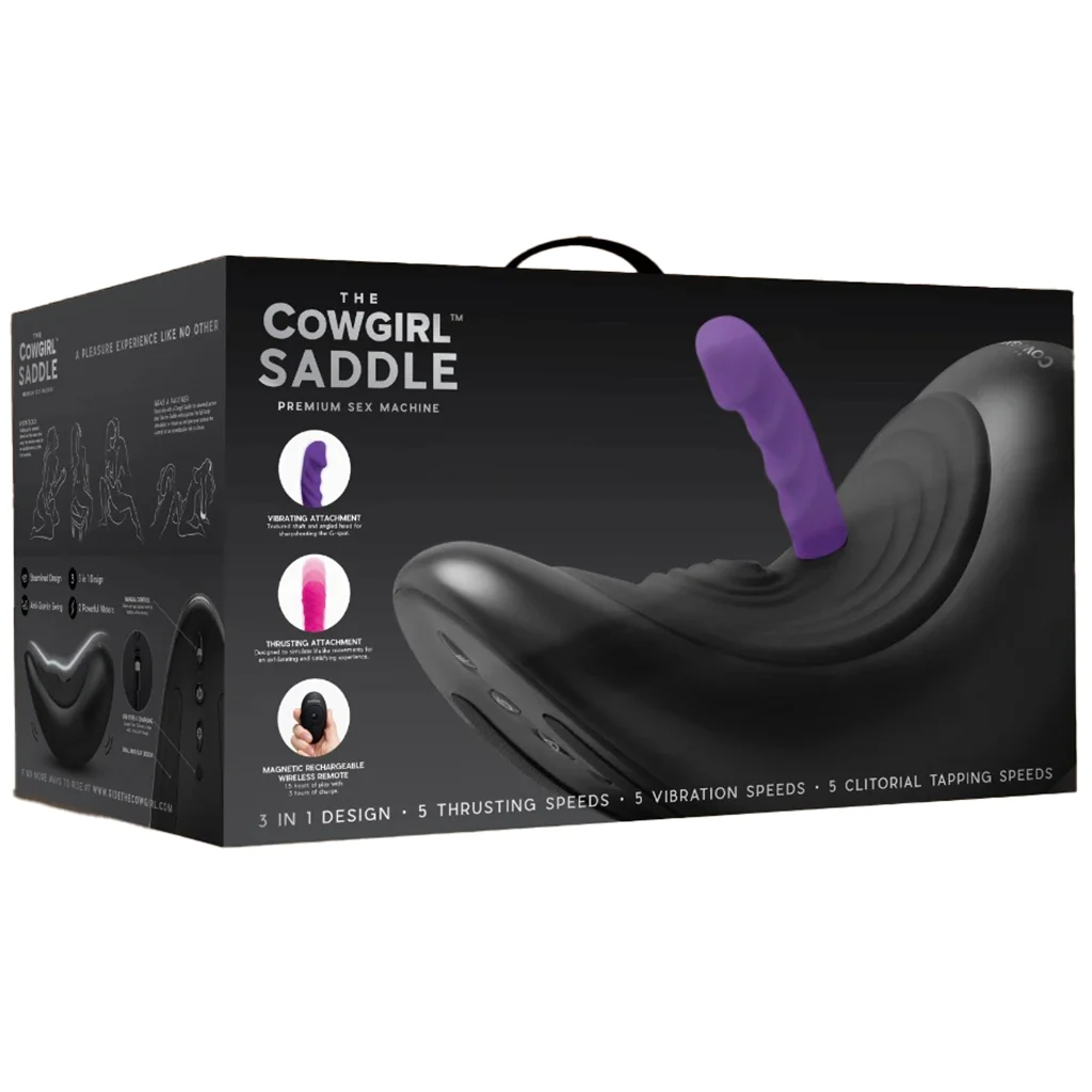 Machine sexuelle Cowgirl Saddle Premium – balancement, poussée, vibrations et tapotements.