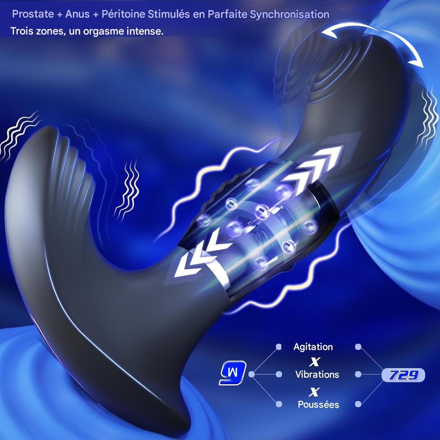 27 modes répartis en trois fonctions du vibrateur de prostate NeuroGlide.