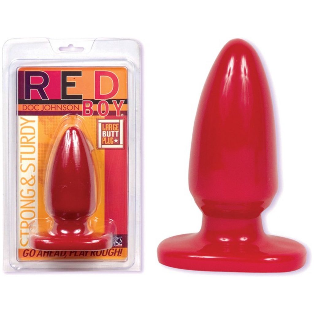 Plongez dans un océan de plaisir sensuel avec le dildo anal large Red Boy.