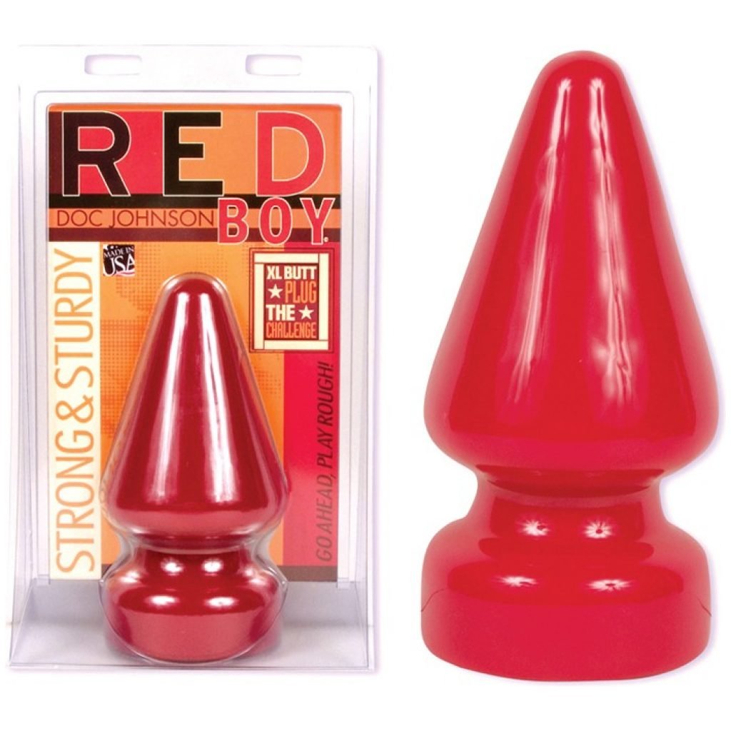Extra-large Red Boy anal dildo in very soft rubber.