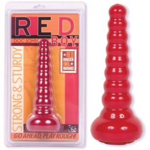 Dildo anal baguette Red Boy flexible de texture très douce fabriqué en gélatine Sil-A-Gel.