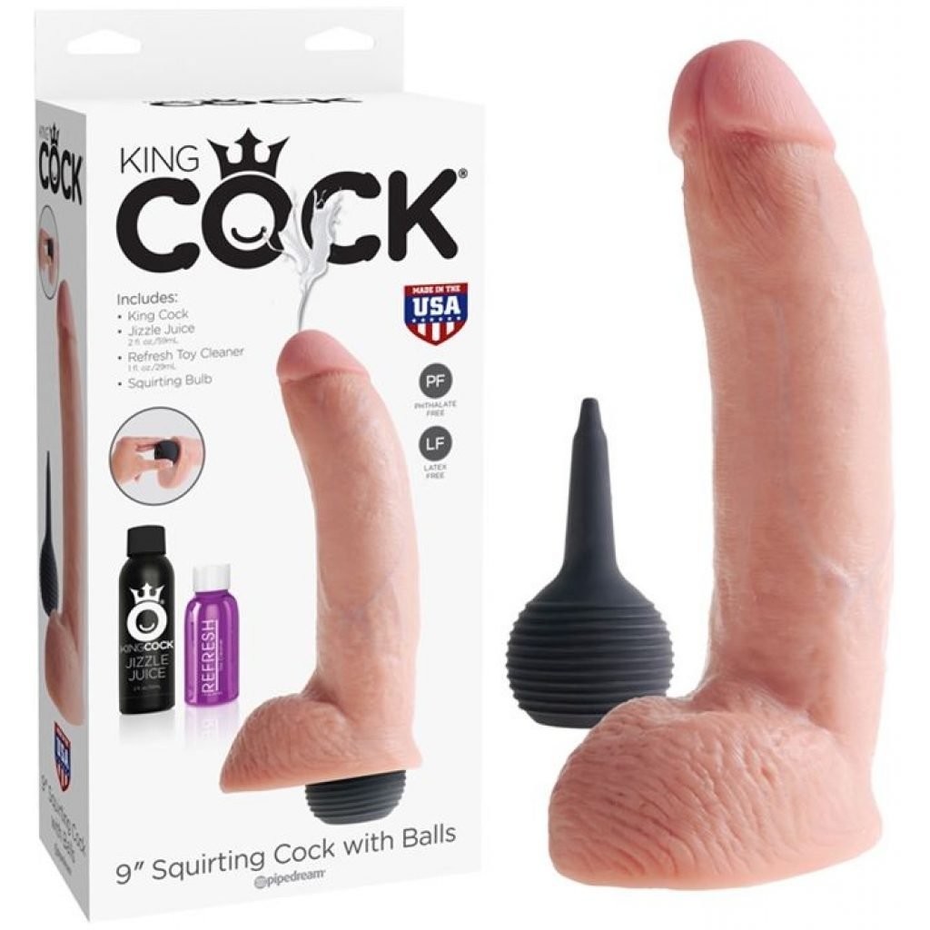 The King Cock 9 inch realistic squirting dildo can satisfy all your desires when it comes to ejaculation!