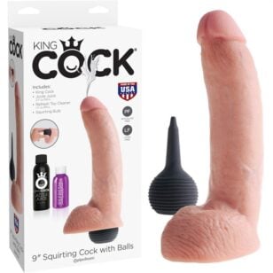 The King Cock 9 inch realistic squirting dildo can satisfy all your desires when it comes to ejaculation!