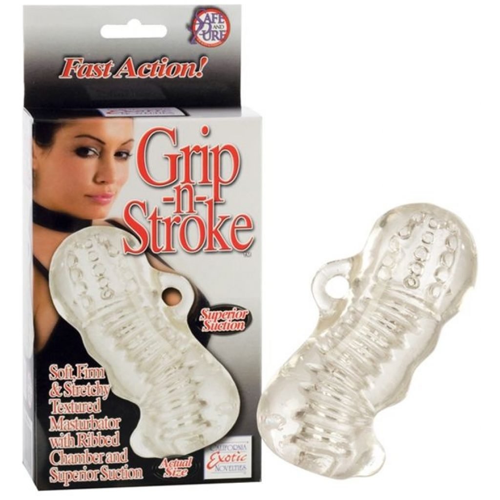 The Grip-N-Stroke masturbator comes with an excellent non-slip thumb grip.
